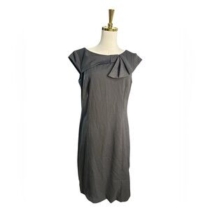 Madison Leigh Charcoal Grey Midi Sheath Dress with Cap Sleeves Size 8